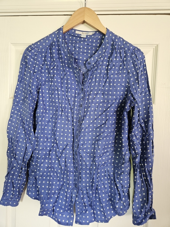 Boden Tops - Boden Blue and White Polka Dot Button-Down Shirt